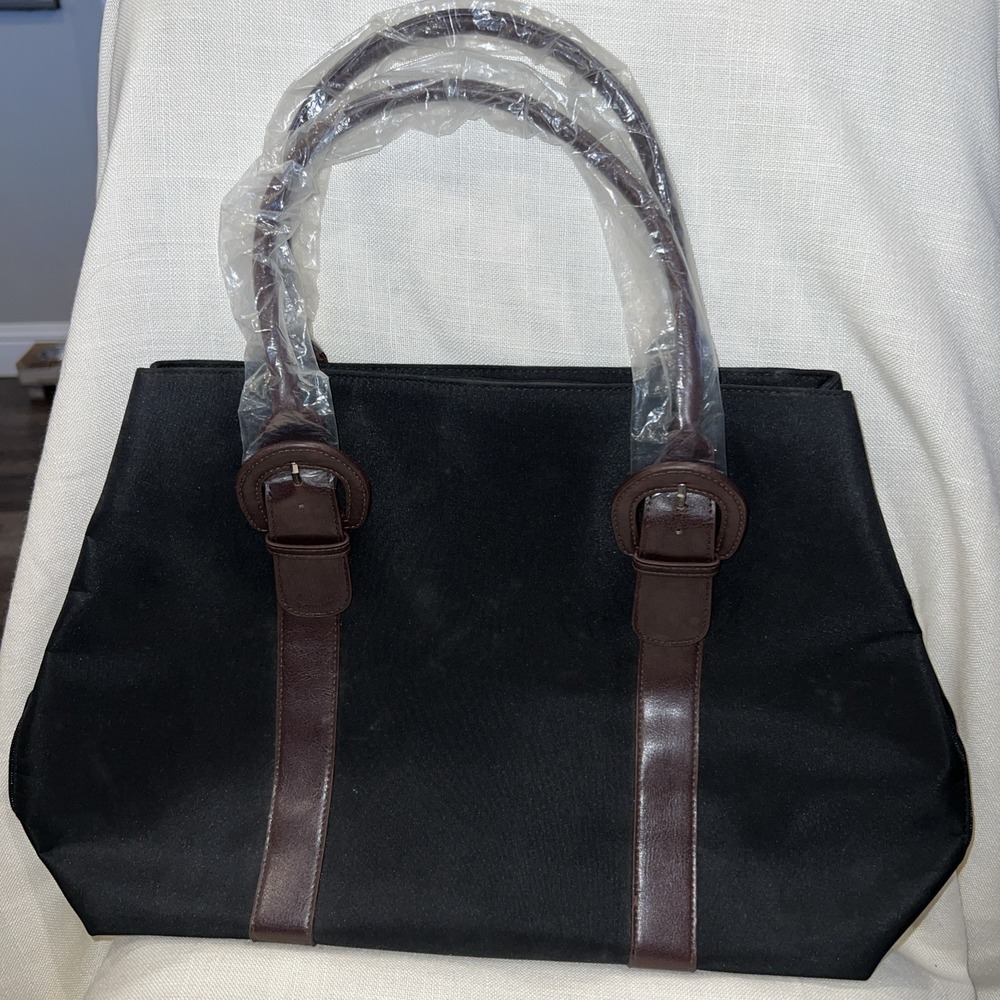 New Womens Lancôme Black/brown Accents Large Black Makeup Tote Bag
